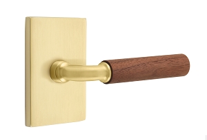 Emtek Select R Bar Dark Walnut Lever Modern Rectangular Rosette